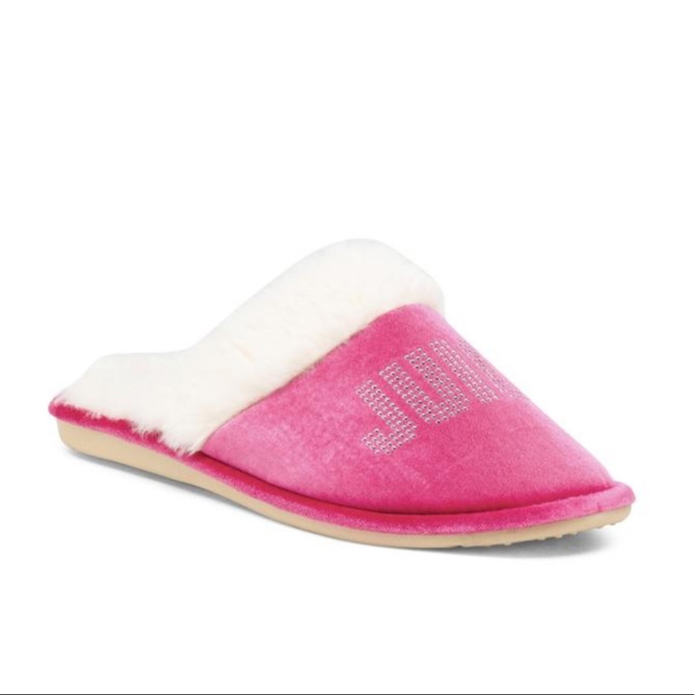 NWT Juicy Velvet Crystal Logo Slippers